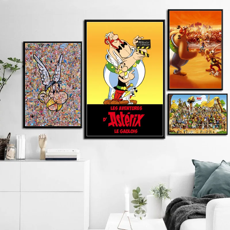 

Asterix France Classic Comic Art Painting Silk Canvas Poster Wall Home Decor