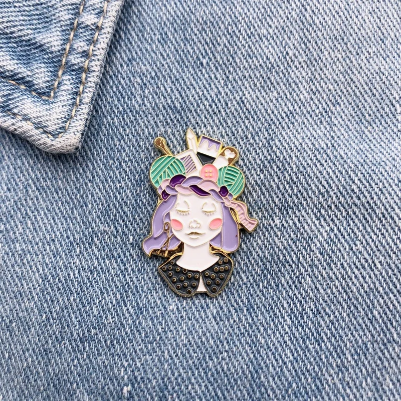 Cartoon Character Cute Girl Enamel Brooch Alloy Badge Denim Clothes Baby Pin Sweet Punk Accessories Woman Jewelry Gifts