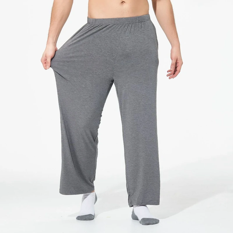 Pantalon de sommeil léger gris pour homme, vêtement de maison, ample, décontracté, à jambes larges, haute qualité, printemps et été