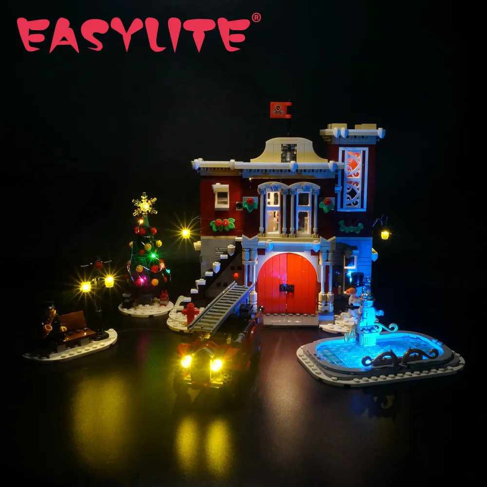 LED Light Set For Christmas Gift 10263 Winter Village Fire Station City Car DIY Toys Gift Blocks Bricks Lighting Kit No Model