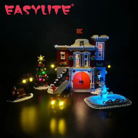 LED Light Set For Christmas Gift 10263 Winter Village Fire Station City Car DIY Toys Gift Blocks Bricks Lighting Kit No Model