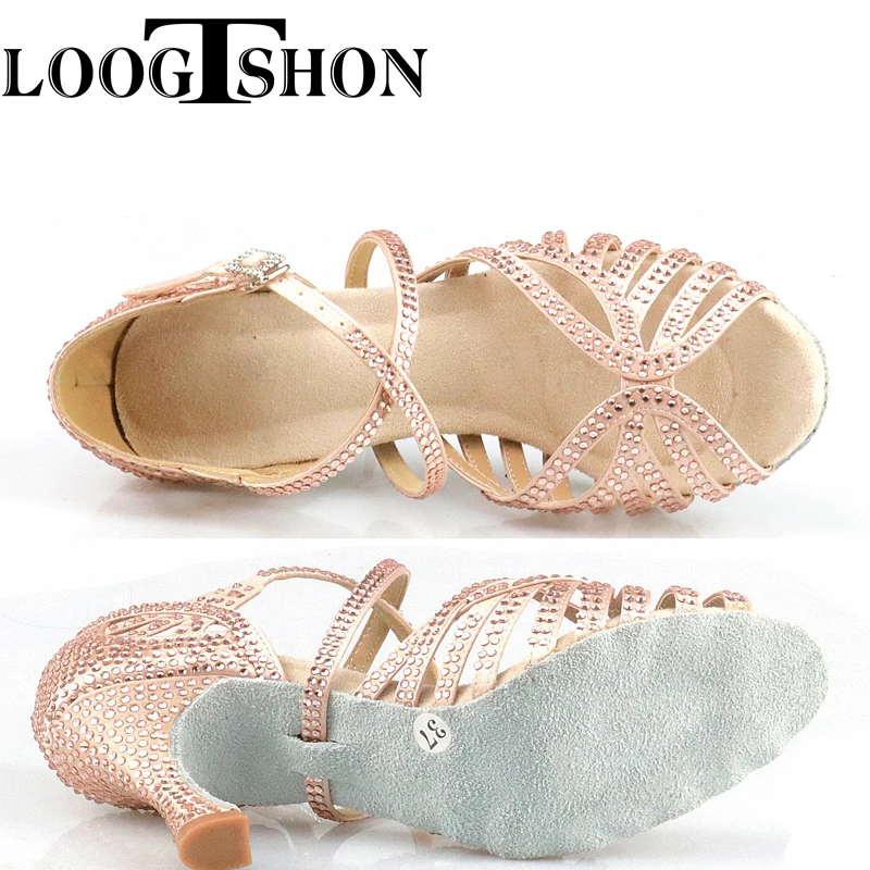 Loogtshon Dance Shoes for Women Ballroom Latin shoes Ladies Modern Tango Dancing Performance Shoes Salsa Sandals 7.5CM Heel