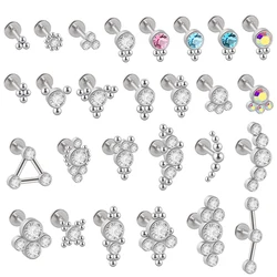 1pcs G23 Titanium&Steel Zircon Labret Lip Ring Ear Stud Ear Tragus Cartilage Helix Conch Lobe Piercing Earrings Body Jewelry 16g