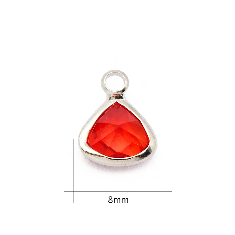 20Pcs Colorful Birthstone Charm Pendant Triangle Transparent Glass Crystal Birthstone Charms For Jewelry Making DIY Accessories