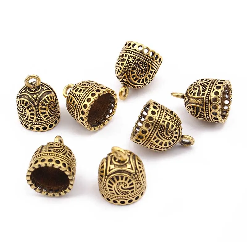 10pcs Argento Antico di Colore 12 millimetri Cap Filigrana Pendenti E Ciondoli Nappa End Caps Bead Per Il Braccialetto Collana FAI DA TE Risultati