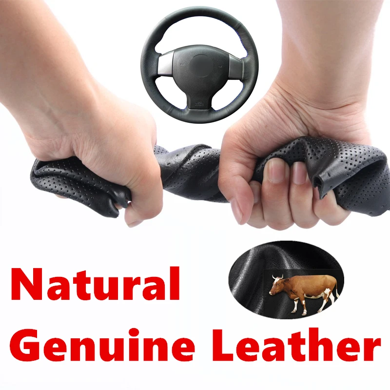 

Hand stitched Genuine Calfskin Leather Car Steering Wheel Cover for Nissan Tiida 2004-2010 Sylphy 2006-2011 Versa 2007-2011