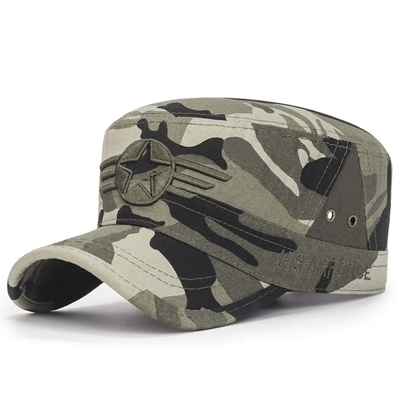 USA Embroidered Visors Cap American Fashion Military Flat Hats Breathable Cotton Marines Corps Caps Men Casual Casquette Outdoor
