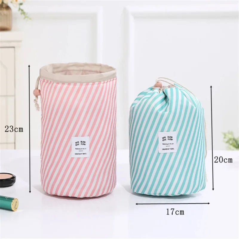 Oxford Makeup Storage Travel Large Capacity Organizer Bag Cylinder Wash Cosmetic Handbag Multi-Function Drawstring 2 More Bag