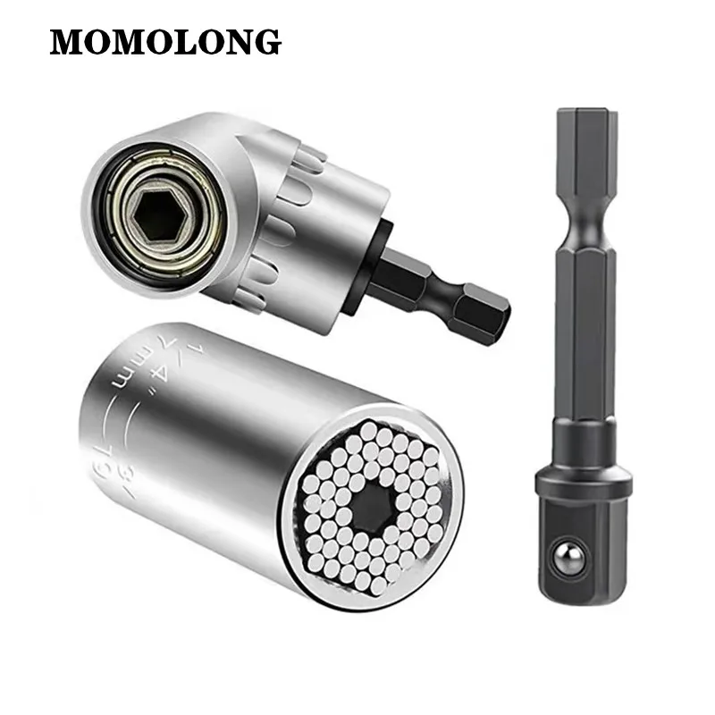 7mm-19mm 3Pcs adattatore per trapano elettrico con chiave a cricchetto a bussola universale e utensili per trapano elettrico con estensione del Driver ad angolo retto a 105 gradi