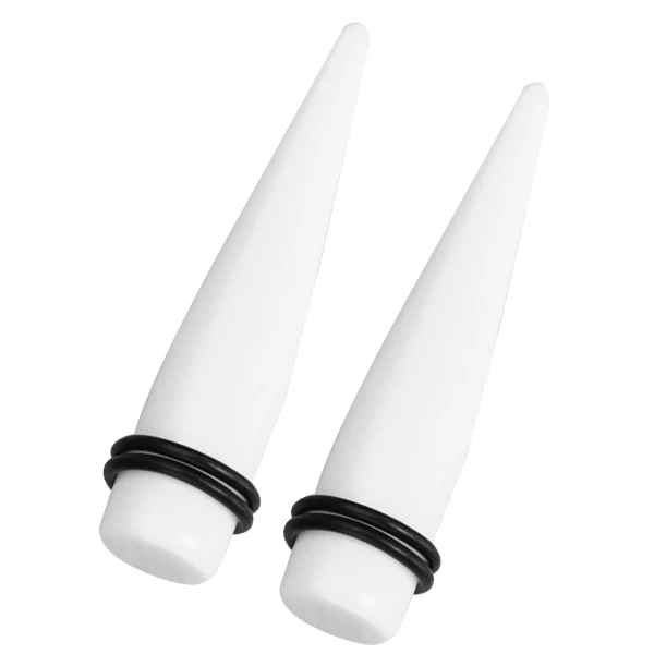 2pcs White Acrylic Taper Ear Expander Stretcher Plug Stretching Jewelry 12mm