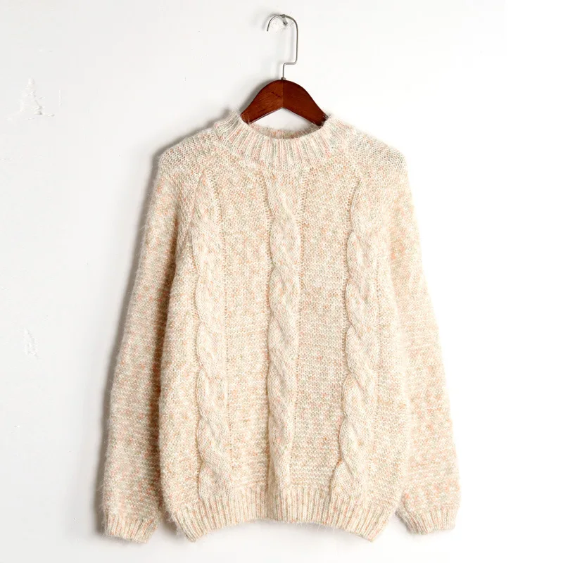 

Furry Little Color Mohair Sweater Women's Loose Lazy Wind Student Pullover Winter Coarse Yarn Thick