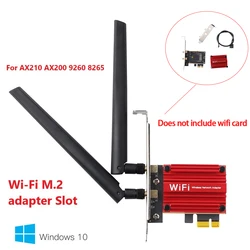 Wi-Fi M.2 wireless adapter converter to PCI Express X1/4/8/16 Slot For AX210 AX200 9260 8265 Card Slot Set For Desktop/PC