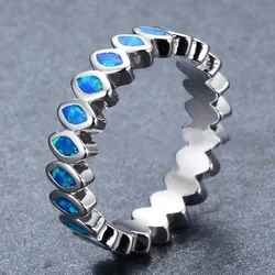 Fashion Geometric Oval White/Green/Blue Imitation Fire Opal Ring For Women Accessories Women Wedding Party Ring