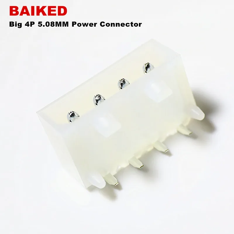 10/100PCS white 5.08mm 4Pin D Shape Wafer Male Contact Pin Right Angle 90Degree PCB 8981 IDE Hard seat power Computer connector