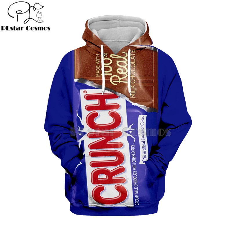 Newest candy Snack bag chocolate sauce 3D Hoodies food Harajuku Men Women Long Sleeve PulloVer Hooded Sweatshirt Casual Brand