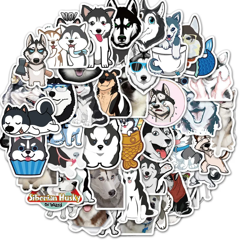 50PCS Husky Cartoon Stickers Cute Animals Dog Graffiti For Car Suitcase Skateboard Phone Laptop DIY Stickers Skateboard Sticker