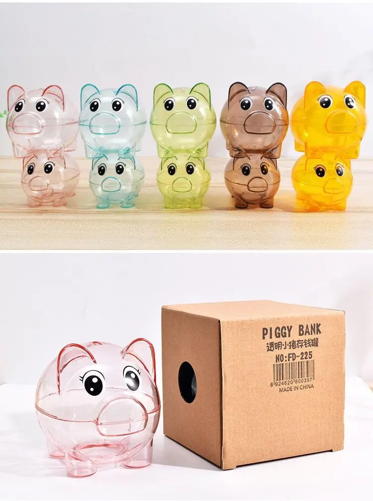 Cartoon Transparent Money Saving Storage Box Safe Case Pig Pretend Play Toy Money Boxes Banking Toys