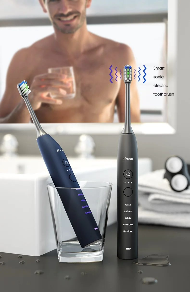 Электрическая зубная щетка JIMOK K2, Мощная Ультразвуковая электрическая щетка для взрослых с зарядкой от USB, отбеливание, медицинская технология, K2
