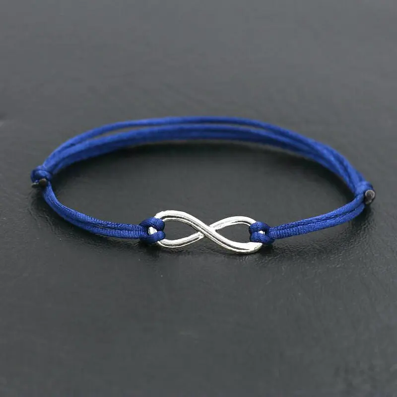 Simple Design Digital 8 Crosses Infinity Silver Color Bracelet Thin Red Rope Thread String Bracelets For Men Women Couples