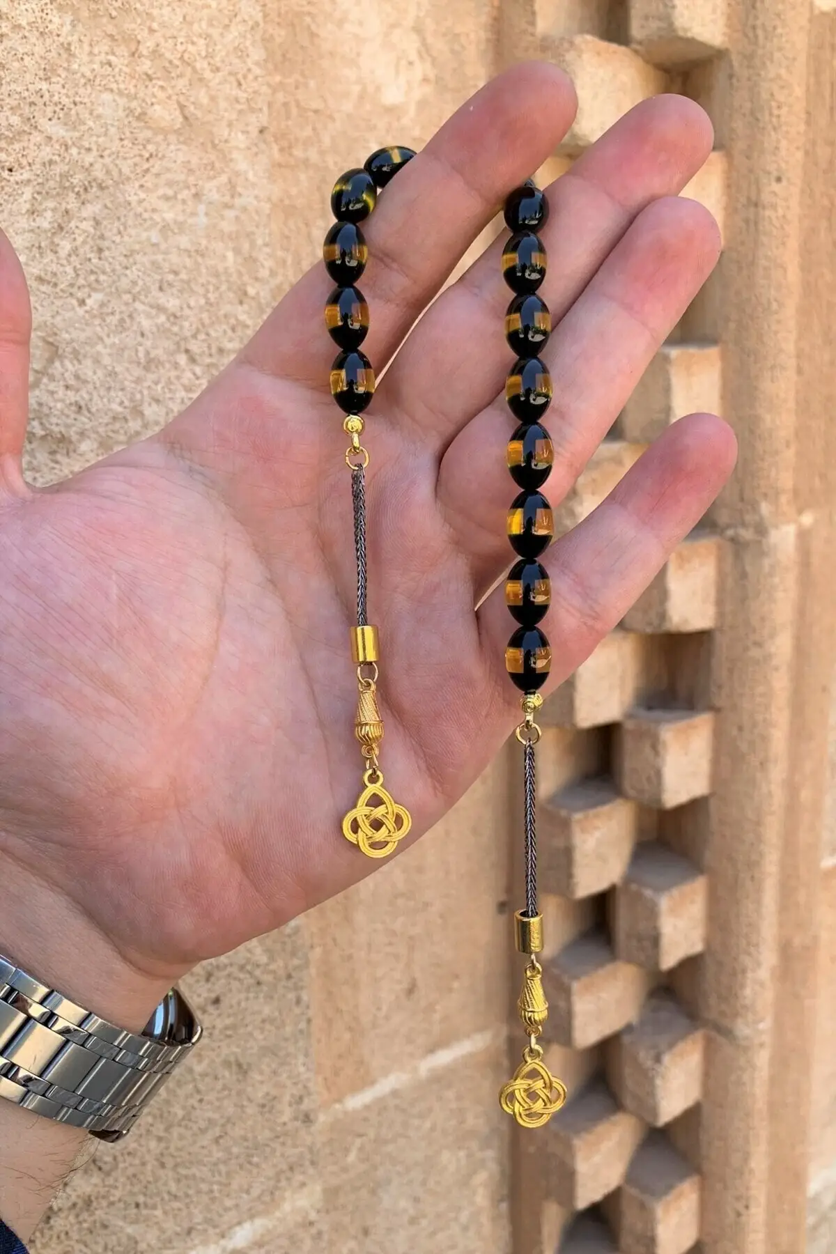 Male Yellow Vernier Powder Press Zaza Rosary Dgn11101