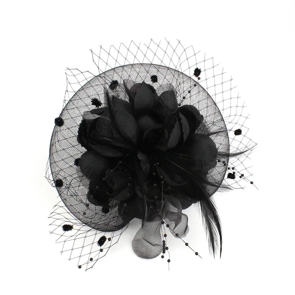 Fascinators Feather Womens Headwear Flower Derby Hat for Cocktail Ball Wedding Headband Elegant Clip Wedding Bridal Tea Party