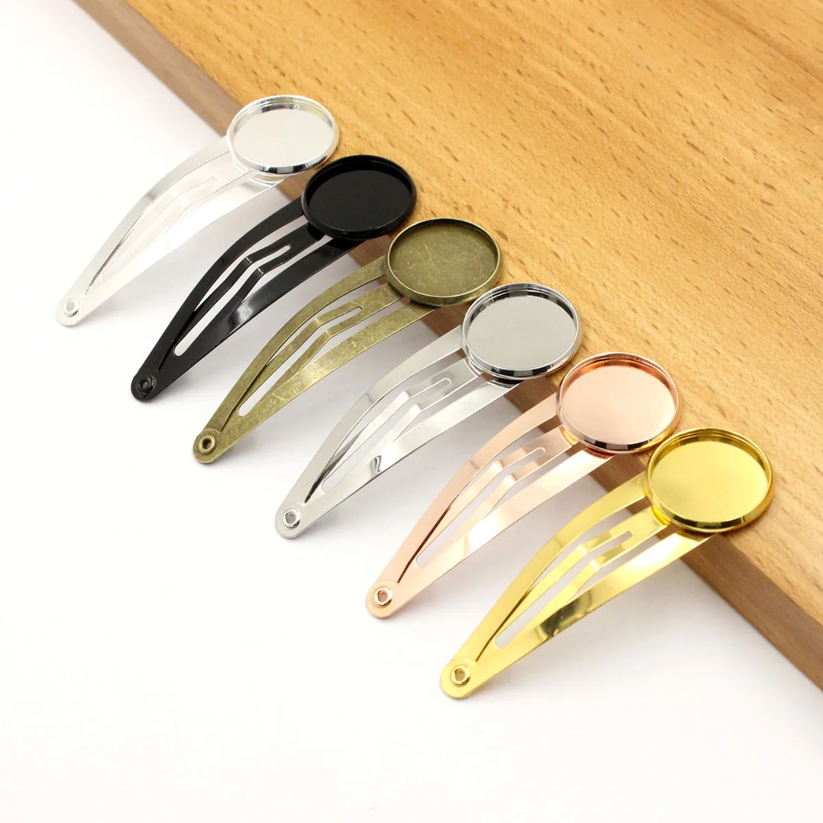 Copper 12mm 16mm 18mm 20mm  Round Cabochons Pattern Glass Hairpins Blank Hair Snap Clips For DIY Making accessories 20pcs K06311