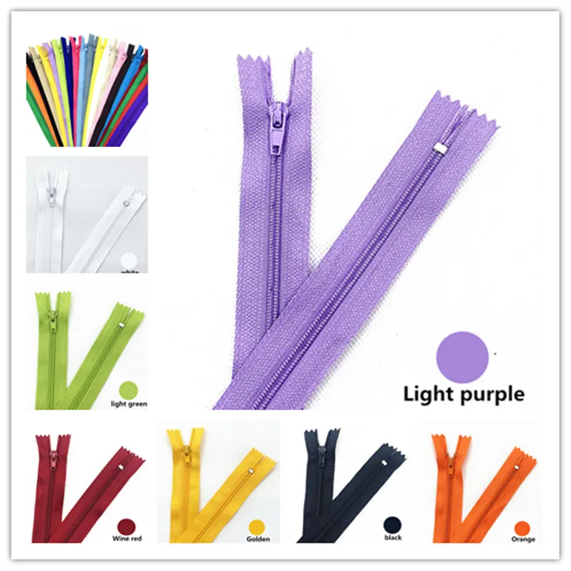 

10pcs 14inch(35Cm) Nylon Coil Zippers for Tailor Sewing Crafts Nylon Zippers Bulk 20 Colors