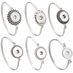 New Snap Jewelry 18MM Snap Button Bracelet Women Metal Bangle Bracelets Retro Color Bohemia Charms Bangles Cuff Jewelry