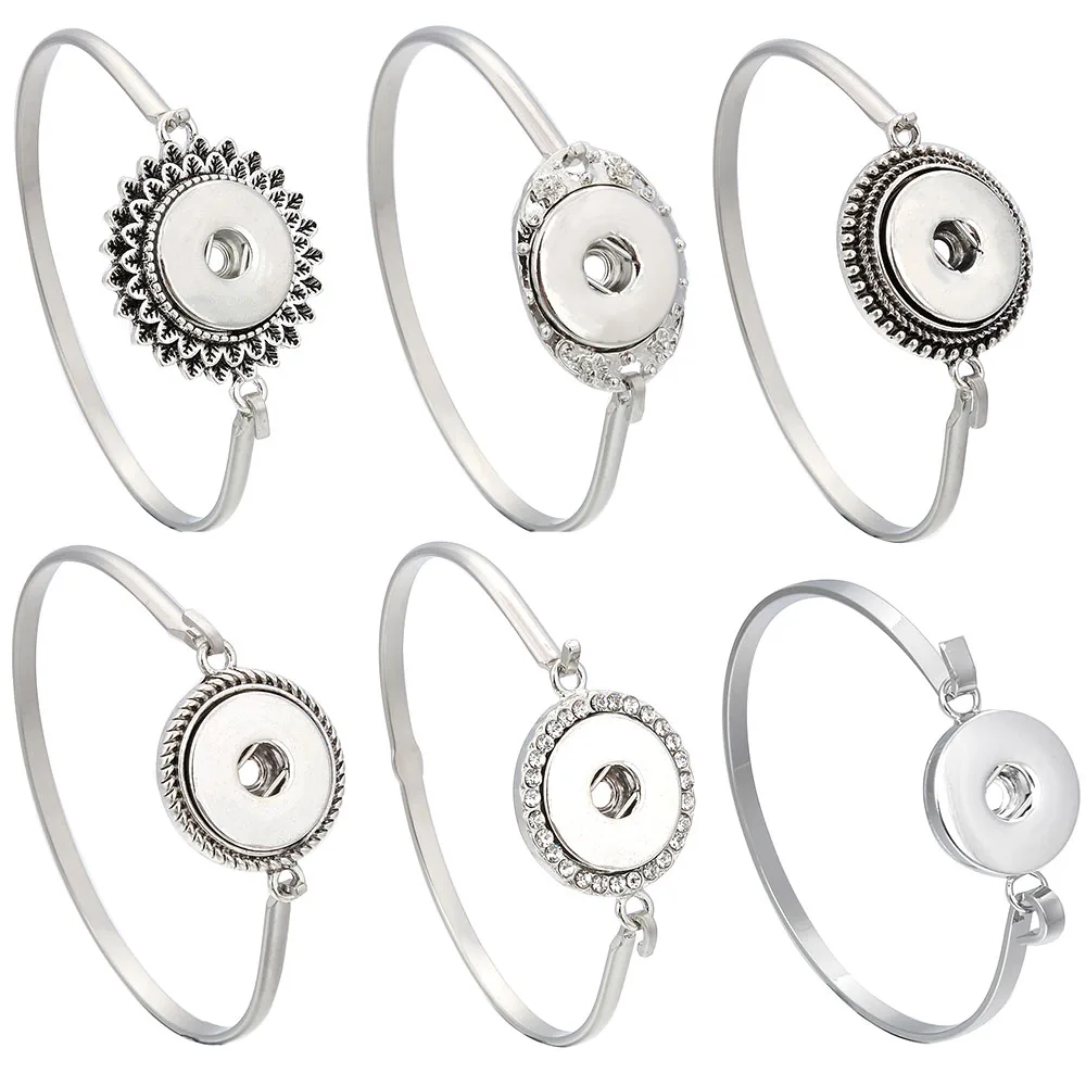 New Snap Jewelry 18MM Snap Button Bracelet Women Metal Bangle Bracelets Retro Color Bohemia Charms Bangles Cuff Jewelry