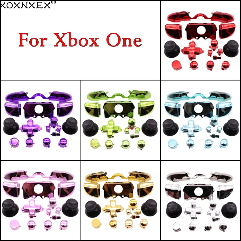 32 sets  Full Chrome Button Replacement For Xbox One Dpad ABXY Trigger Grips stick Parts for Xbox One Controller