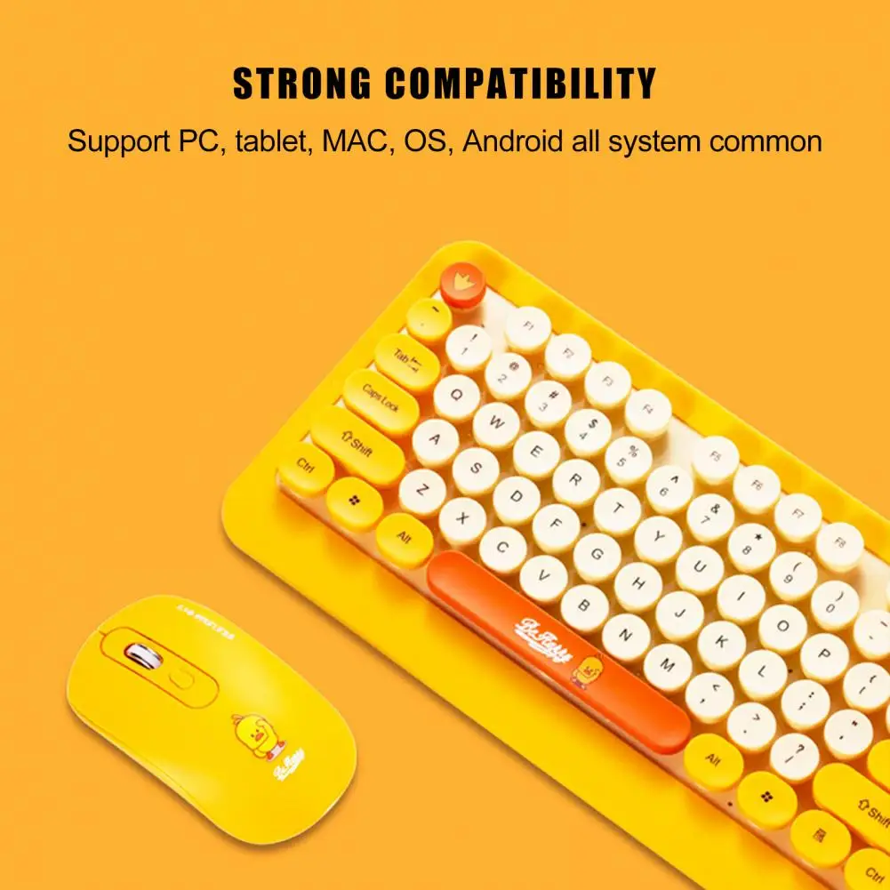 K68 Cartoon Waterproof Portable USB Optical Wireless Keyboard Mouse Kit for Notebook