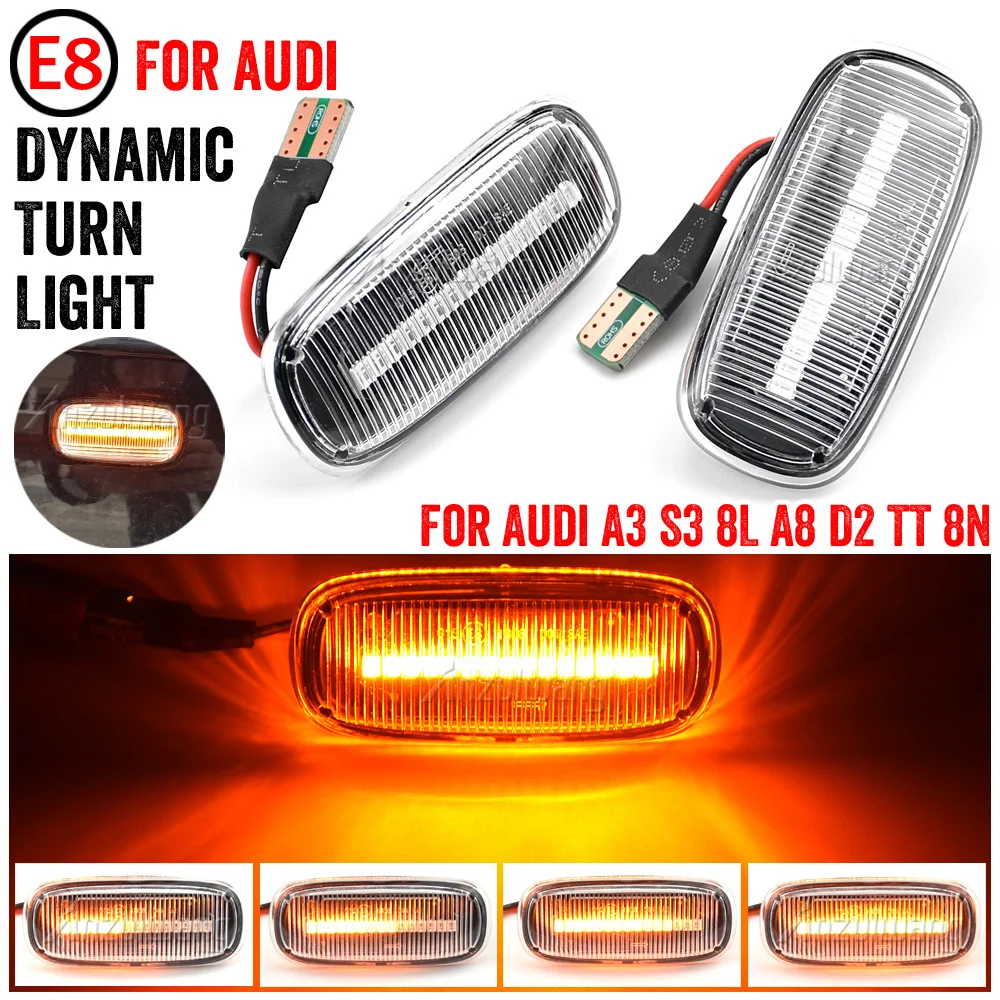 For Audi A2 A3 8L A4 B5 A6 4B C5 A8 4D TT 8N Led Dynamic Side Marker Turn Signal Light moving Sequential Blinker Light 2Pcs