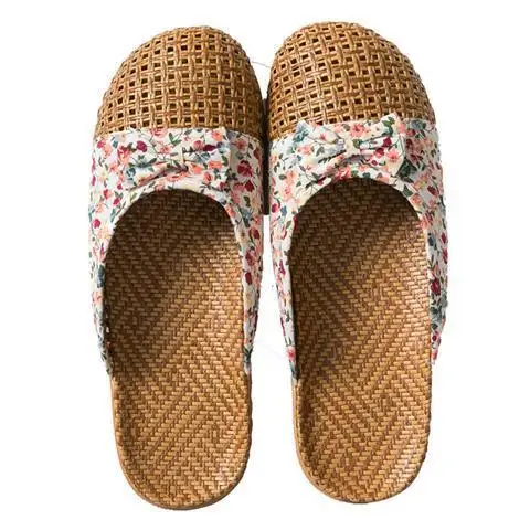 Linen slippers women\'s home rattan weaving office non slip floor straw mat Baotou sandals men\'s and women\'s slippers