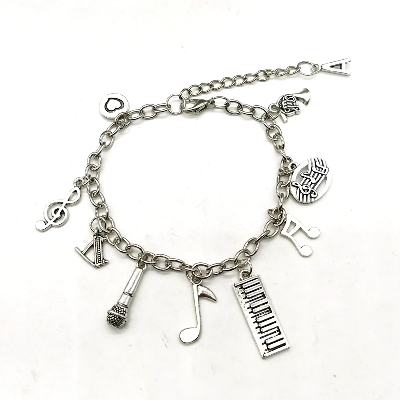 New A-Z Alphabet Piano Teacher Bracelet Music Bracelet Pianist Gift Note Guitar Bracelet Jewelry Color Bead Bracelet