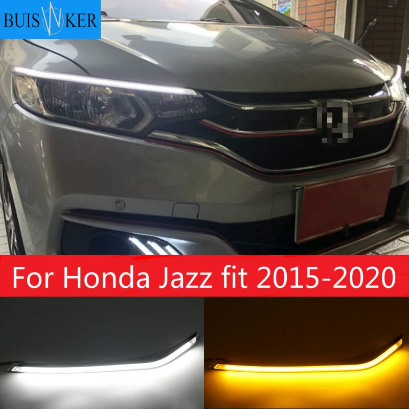 

For Honda Jazz fit 2015-2020 LED DRL fog lamp with turn signal function car styling LED Daytime Running Lights