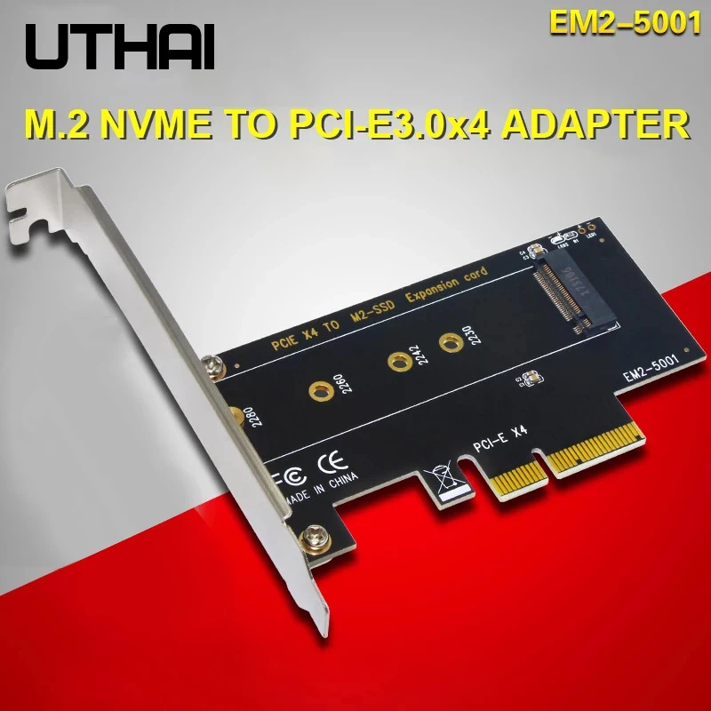 UTHAI T17 M.2 NVMe SSD Adapter NGFF to PCIe3.0 X4 M-Key SSD Converter 2230-2280 Size M2 Expansion Card for MSATA 3.0 Adapt