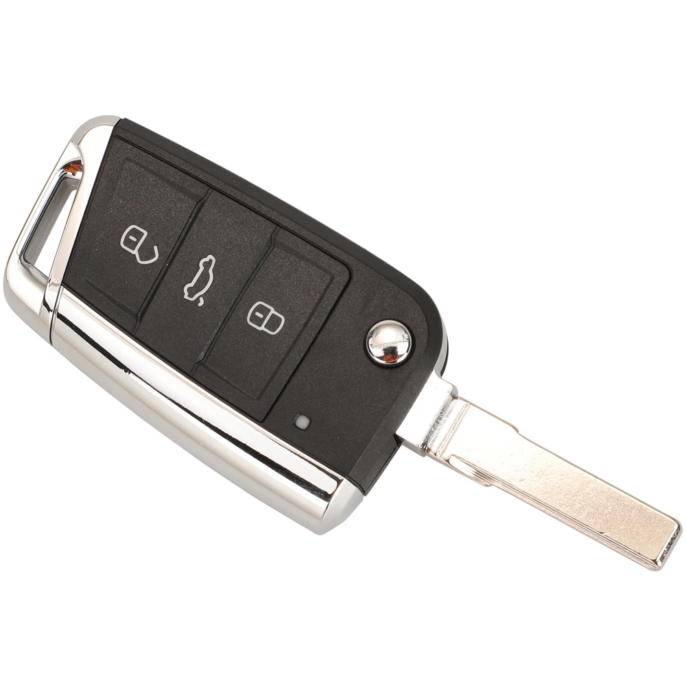 Jingyuqin Fernbedienung Auto Schlüssel Fall Shell Für Volkswagen VW Golf 7 Käfer Jetta Bora Passat Polo Tiguan 3 Taste Chrom HU66 HU162T