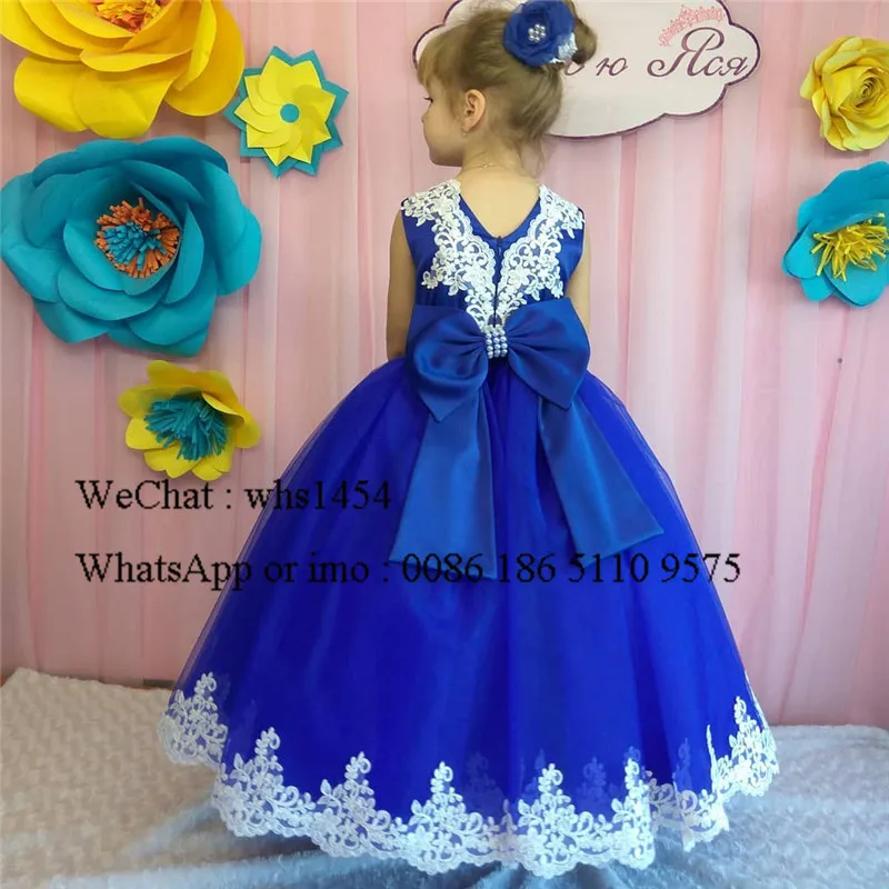 Mbcullyd-vestido de fiesta azul real para niña, vestido de flores con Apliques de encaje, Vestidos de desfile para niña, Vestidos de primera comunión 2023