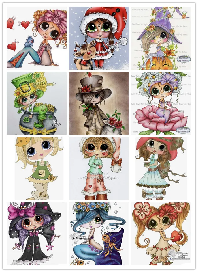 1778--1789  Color Girl Series  clear stamps and metal cutting dies Please contact me for photos