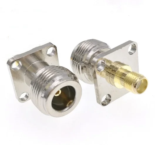 17.5*17.5 mm  N Femlale To SMA Female  adapter With 4 Hole Flange Panel Solder  RF Coax  Connectors