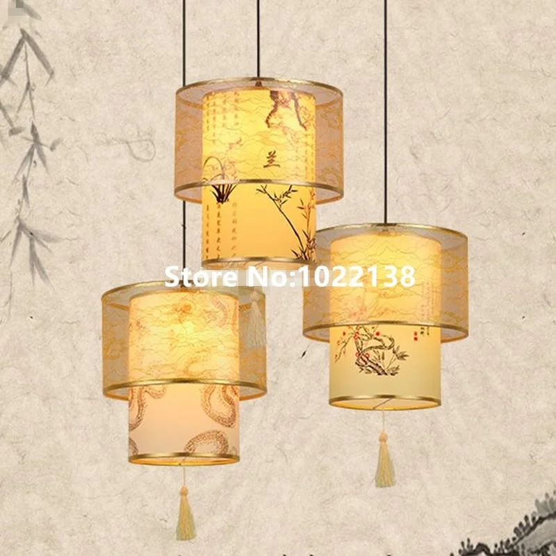 

Chinese cloth Chinese antique parchment head single bedroom living room hotel restaurant hall restaurant pendant light ZH ZS49