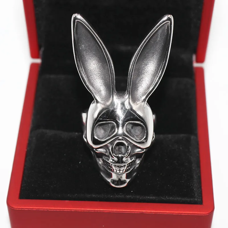 Beier Personality Vintage Animal Bunny Ears Skull Rabbit Punk Rings for Men Jewelry