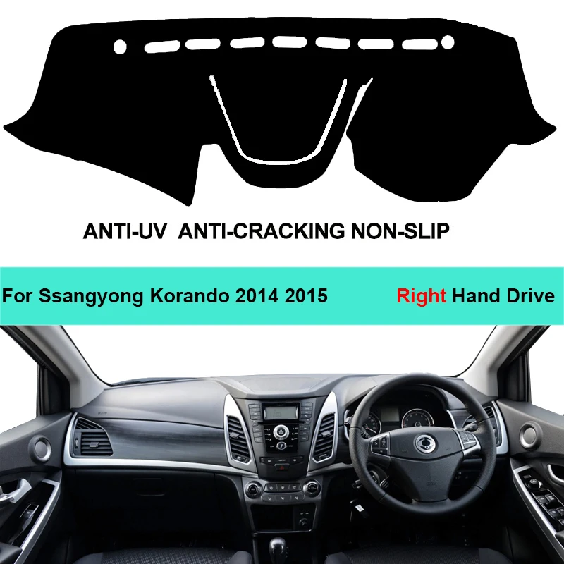 For Ssangyong Korando 2014 2015 LHD RHD 2 Layers Car Auto Inner Dashboard Cover Dash Mat Carpet Cape Cushion Pad Car Styling