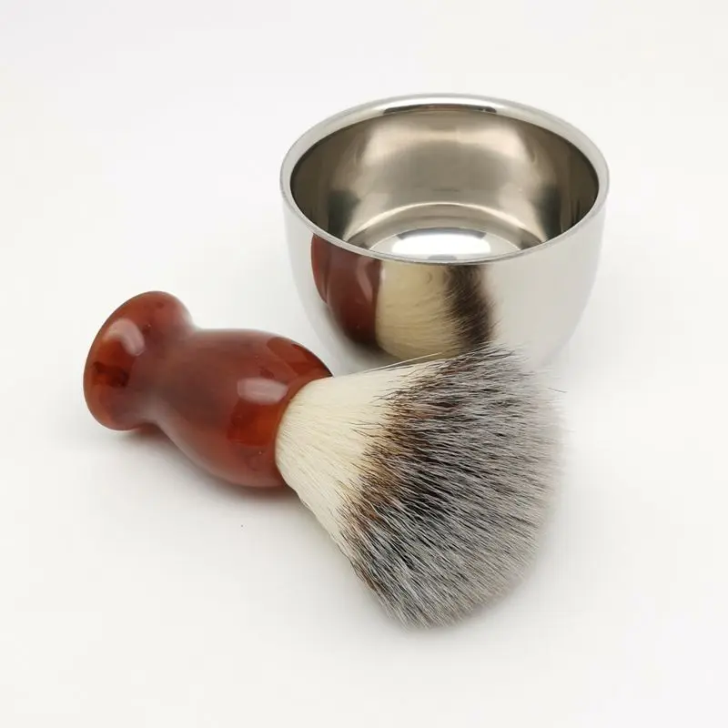 TEYO Man Synthetic Shaving Brush and Shaving Cup Set Perfect for Wet Shave Double Edge Razor Safety Razor