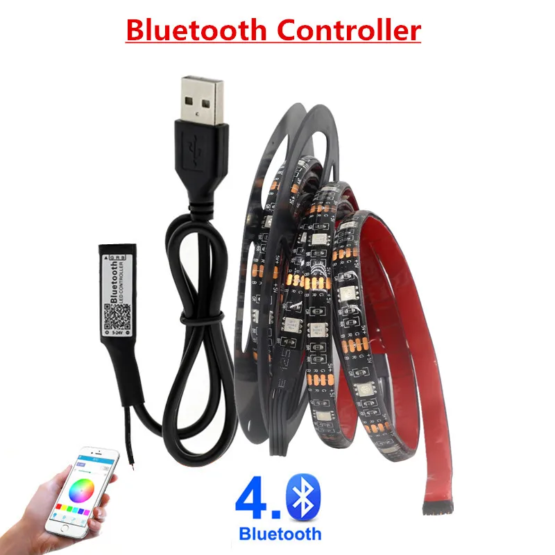 Bluetooth USB LED Strip Light 5050 SMD DC 5V USB RGB Lights Flexible LED Lamp Tape Ribbon RGB TV Desktop Diode Tape adapter