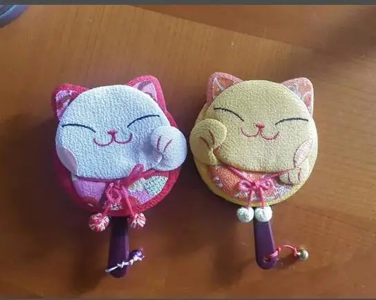 10 Pcs Cartoon Japan Kimono Style Home Makeup Mirror Color Random WIth Small Bell
