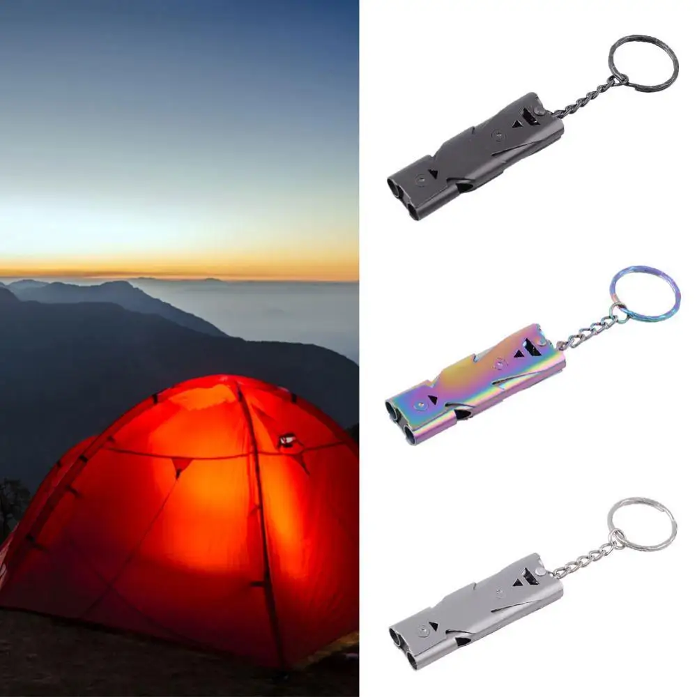 Whistle Stainless Steel Super Loud Sound Outdoor Emergency Survival Match Referee Whistle with Key Ring Survival Tool