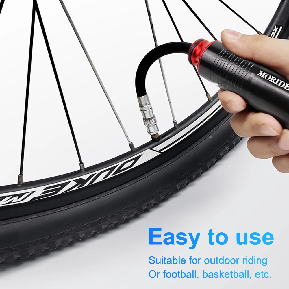 

MORIDER 110Psi Aluminum Alloy Portable Mini Bicycle Hand Air Pump Ball Cycling Inflator Accessories Support AV FV Conversion