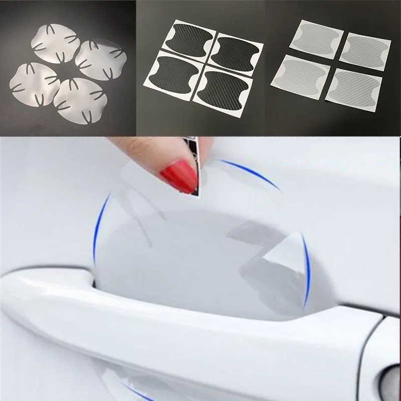 4pcs/Lot Car Handle Protection Sticker For Mitsubishi GT-PHEV XR-PHEV Delica Xpander L200 Mirage Samurai EX FORTIS