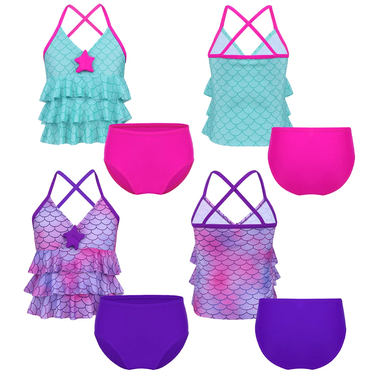 Kids Girls Mermaid Swimsuit Bathing Suit Bikini 2pc Set Swimwear Children's Swimsuit Baby Clothes Summer Beachwear Holiday Sets